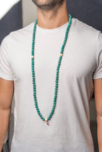 108 bead Green turquoise mala with snow crystal