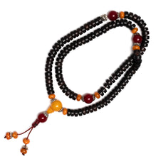 Rosewood Disc Mala with Gem Stones