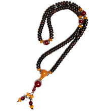 Rosewood Disc Mala with Gem Stones